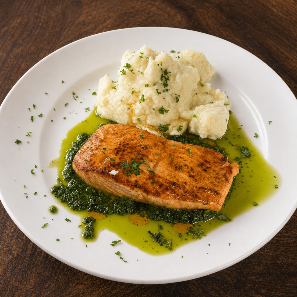 Salmon Ala pesto.